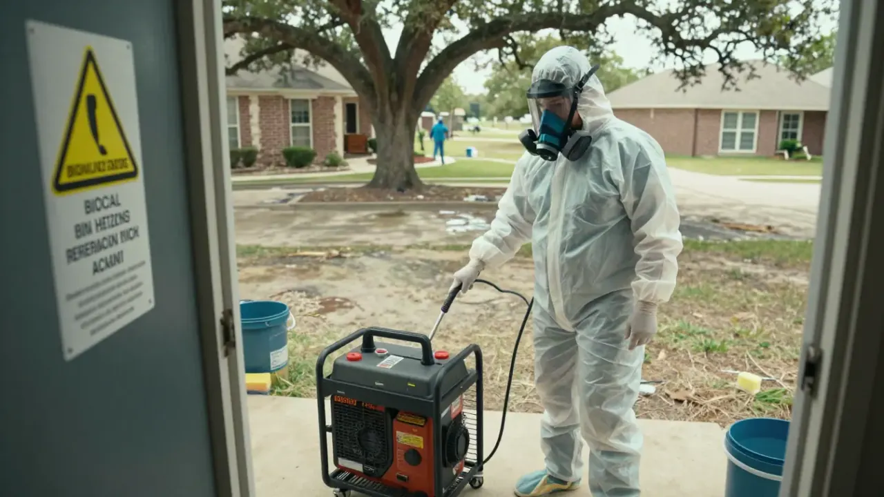 Trauma Scene Cleanup in McKinney: biohazard remediation specialist using an ozone generator to neutralize odors in a